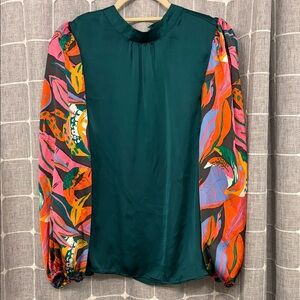 Michelle McDowell emerald Green and Multicolor Women's Top size L